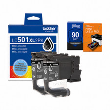 Brother Genuine Twin Pack High Yield Black Ink Cartridges+Deco Essentials Guide picture