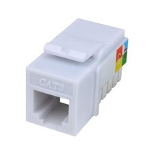 Cat3 Keystone Jack 6P4C, White, 10-Pack picture