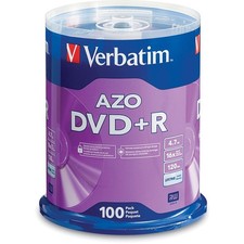 Verbatim 95098 AZO DVD+R 4.7GB 16X 120Min 100-Pack Spindle Blank Discs New picture