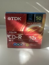 TDK Color CD-R 52x 80min 700MB 50 Pack Sealed Snap N’ Save Case picture