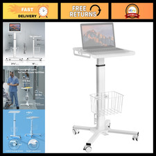 Portable Laptop Cart on Wheels, Max 17.6 lbs, Adjustable Workstation, White picture