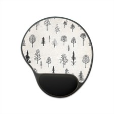 Minimal Black Tree Pattern Mouse Pad with Wrist Rest | Woodland Desk Mat picture