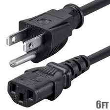 6FT 14AWG 3-Conductor NEMA 5-15P Male to IEC320 C13 Female PC Power Cord Cable picture