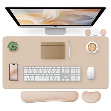 Leather Desk Pad and Keyboard Wrist Rest, Large Mouse Pad + Keyboard Pad+Mous... picture