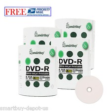 400 pcs SmartBuy White Inkjet Hub Printable DVD-R DVDR 16X 4.7GB Recordable Disc picture