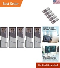 64GB USB 3.0 Flash Drive 5-Pack – Ultra-Fast Transfers & Stylish Silver Design picture