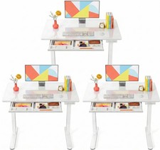 Glass Standing Desk 37 x 22 inch 3 Pack 4 Zone Drawer Storage White Marsail picture