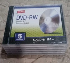 Staples DVD-RW 5 Pack 120 MIN. 4.7 GB Rewritable 5 Disc Set New Sealed  picture