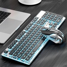 V3 Wireless Keyboard and Mouse with Blue Backlit, Metal Panel, Bluetooth/2.4G picture