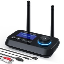 Ainostone Bluetooth 5.3 Transmitter Receiver Dual Antenna LCD Aux RCA Optical picture