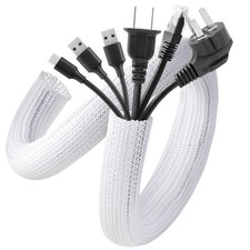 AGPTEK White Cable Management Sleeve, 2 Pack 5ft - 1.2 inch Cord Hider | Desk Co picture