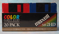 NEW Vtg Maxell MF2HD Color Floppy Disks 20 Pack 3.5 High Density IBM Formatted picture