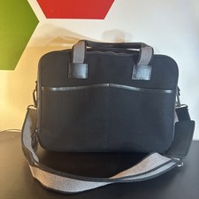 Jack Georges Black Canvas & Leather Zippered Briefcase CV230 picture