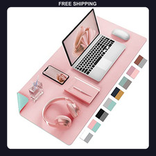 Aothia Dual-Sided PU Leather Desk Pad, 23.6 x 13.7 Inch Waterproof Mat - Pink picture