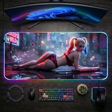 DC Mouse Pad, Harley Quinn LED RGB Desk Mat, Gamer Room Decor picture