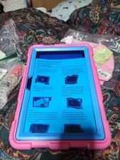 Rugged Tablet Case Pink Blue Rotating Handle Stand Built-in Screen Protector picture