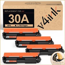 v4ink 30A CF230A Black Toner Cartridge Replacement For HP 30A CF230A 4 Pack picture