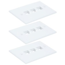 3x Single Gang 3 Port Hole Wall Plate Faceplate For Keystone Jack Insert White picture