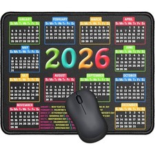 Mouse Pad, 2026 Calendar Black Stitched Edge, Non-Slip Rubber Base, 9.6x7.9x0.1 picture