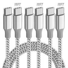 KYEHD USB C to C Cable 10ft 3 Pack 60W Fast Charging 10 feet, Grey white picture