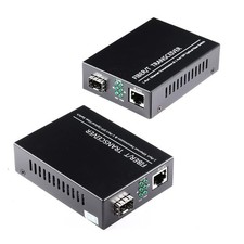 2 Pack Open SFP Slot 1.25G Gigabit Fiber Ethernet Media Converter SMF picture