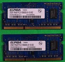 DDR3 PC3-10600 4GB Notebook RAM (2x2GB) Elpida  EBJ20UF8BCS0-DJ-F picture