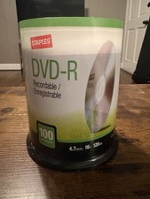 Staples Blank DVD-R 4.7GB 16X DVD-R Spindle 100 pack (12735) NEW SEALED media picture