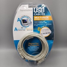 Newpoint USB Cables Multipack Includes 2 USB Cables A to B & A to A Device Cable picture