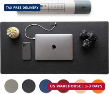 Nordik Leather Desk Mat Cable Organizer - Pebble Black 35 X 17 inch - Premium Mo picture
