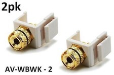 2pk Banana Keystone Jack w/Black Ring, Solder Type, for Wall Plates or Panels picture
