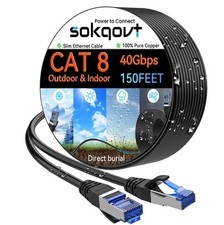 Sokqovt Cat 8 Ethernet Cable Slim 150ft Outdoor&Indoor, Pure Copper Cat8 picture