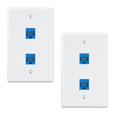 2-Pack Cat6 Ethernet Wall Plate, 2-Port RJ45 Wall Plate, Blue picture