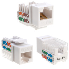 10 pack Cat5e 45° Angled Keystone Jack Network 110 Punchdown 8P8C Cat White picture
