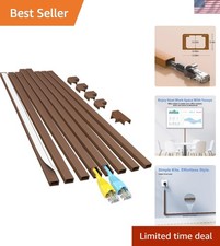 Elegant Brown Cord Hider - 113in Cable Raceway Kit for Safe Home Organization picture