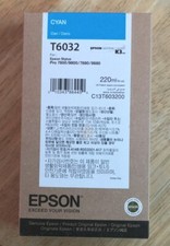 10-2023 NIB  GENUINE EPSON T6032 220ML CYAN INK STYLUS PRO 7800 7880 9800 9880 picture