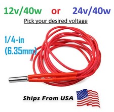 12V or 24V 40W 1/4-in/6.35mm Ceramic Cartridge Heater 3D Printer MK9/MK10 Hotend picture