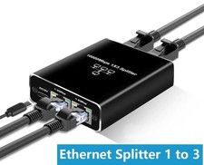 Ethernet Splitter 1 to 3 - Gigabit - Three Devices with Network - w/Cables picture