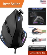 Vertical Ergonomic Gaming Mouse with 5D Rocker & 10000 DPI for Comfort & Control picture
