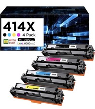 414X 4 Pack With Chip  Compatible Cartridges W2020X W2021X W2022X W2023X 414A picture
