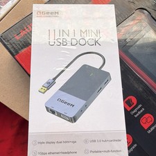 QGeeM 11-in-1 USB 3.0 Dock Hub Dual HDMI VGA RJ45 Card Reader 3.5mm picture