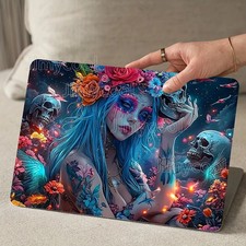 2 Pack Gothic Blue Beauty and Skull Laptop Stickers Waterproof Scratch Resistant picture