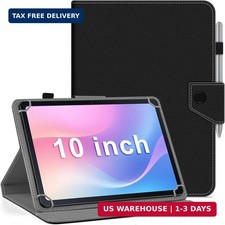 DETUOSI Universal 10.1 Inch Tablet Case with Pencil Holder, Black picture