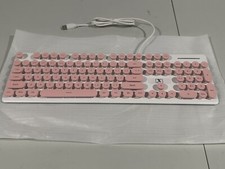 Surmen V300 Pink White Lighting Punk Retro Version Wired Gaming Keyboard picture
