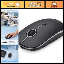 Wireless Bluetooth Mouse for Laptop, Slim Ergonomic Computer Mice, Black picture