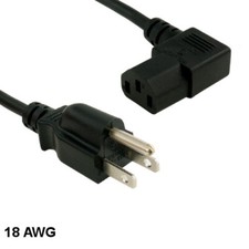 Kentek 6Ft 90 Degree Power Cord NEMA 5-15P to IEC320 C13 18AWG Universal Cable picture