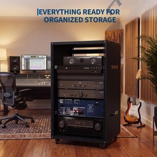 AV Rack w/ Caster Wheels 16U Heavy Duty Stand for Network Studio Equipment picture