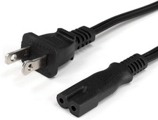 2 Prong AC Power Cord - NEMA 1-15P to C7 /P - Polarized, 18 AWG - Black, 6 Feet picture