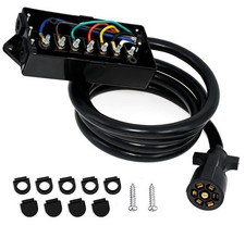 Miady Heavy Duty 7 Way Plug Inline Trailers Cord 7 Gang Junction - 8 Feet picture