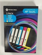 Members Mark Inkjet Ink Cartridges 5 PACK (564XL) Color, Black, White picture