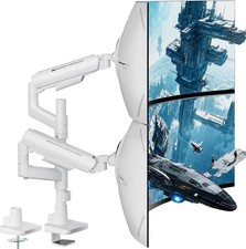 ARES WING Dual Monitor Mount for 17-49 Inch Screen, White | Ultrawide Heavy Duty picture